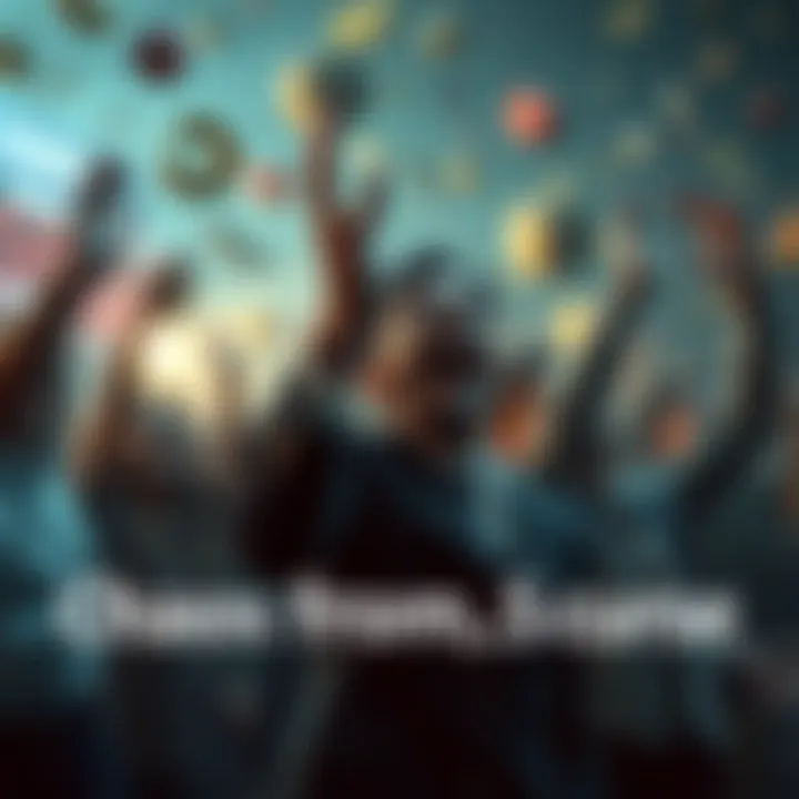 Chaos from the .5 Curse A chaotic scene depicting humorous incidents caused by the .5 Curse, with people reacting in surprise and laughter.