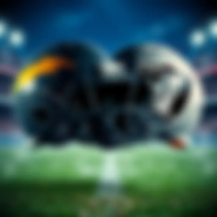 Chargers vs. Raiders Game Preview Two football helmets representing the Chargers and Raiders in a dramatic showdown