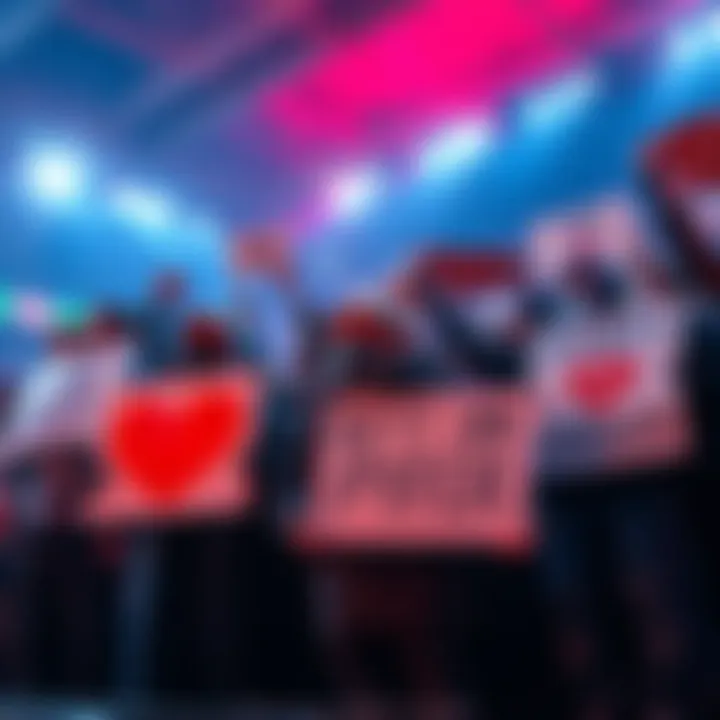 Charity Support for Pyfer Fans holding signs promoting charity donations instead of betting on Pyfer's match