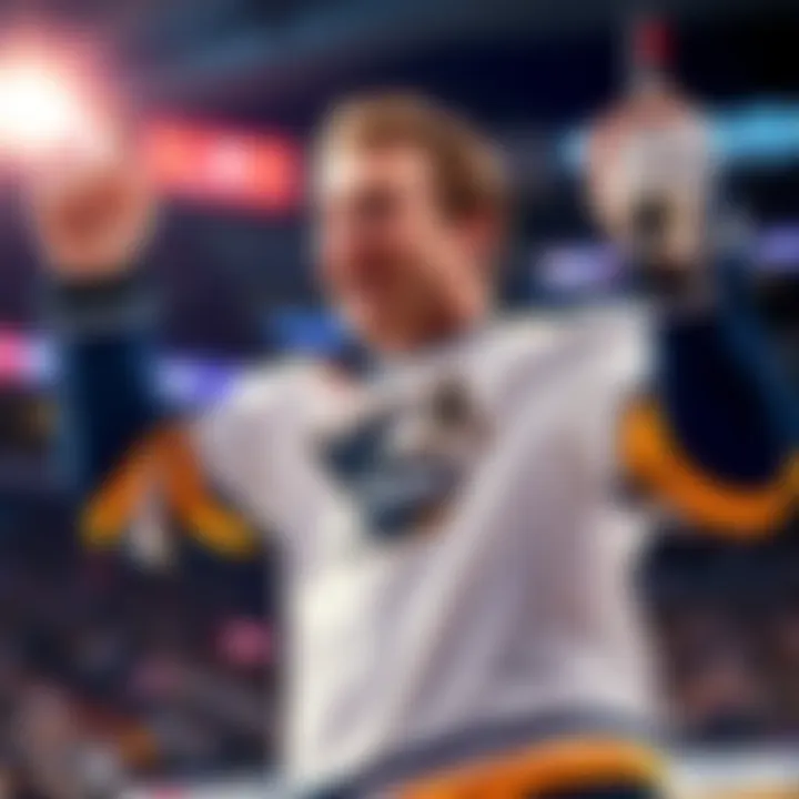 Charlie McAvoy celebrating after Game 1 Charlie McAvoy smiles and celebrates a victory after Game 1, showing confidence for the next game.