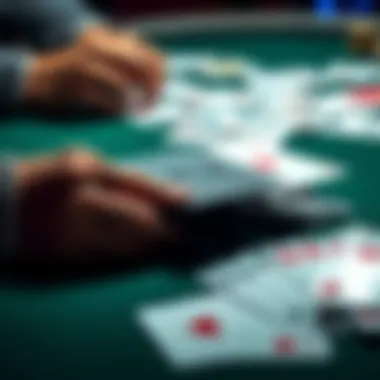Detailed view of playing cards on a poker table highlighting potential cheating signs