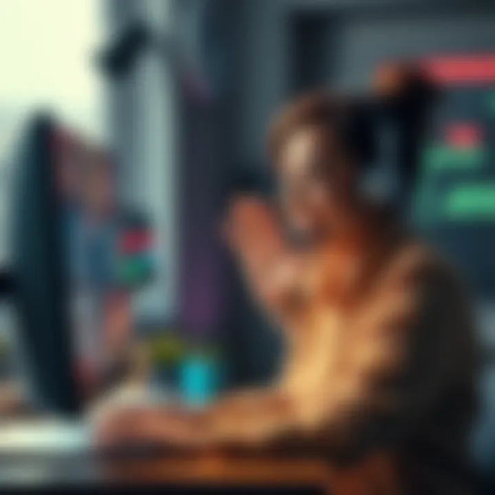 A happy person receiving assistance from live chat support on a computer while celebrating a bonus offer
