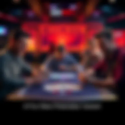 Four players at a table revealing cards in a game of Chicken poker, showcasing strategic hand reveals and excitement.