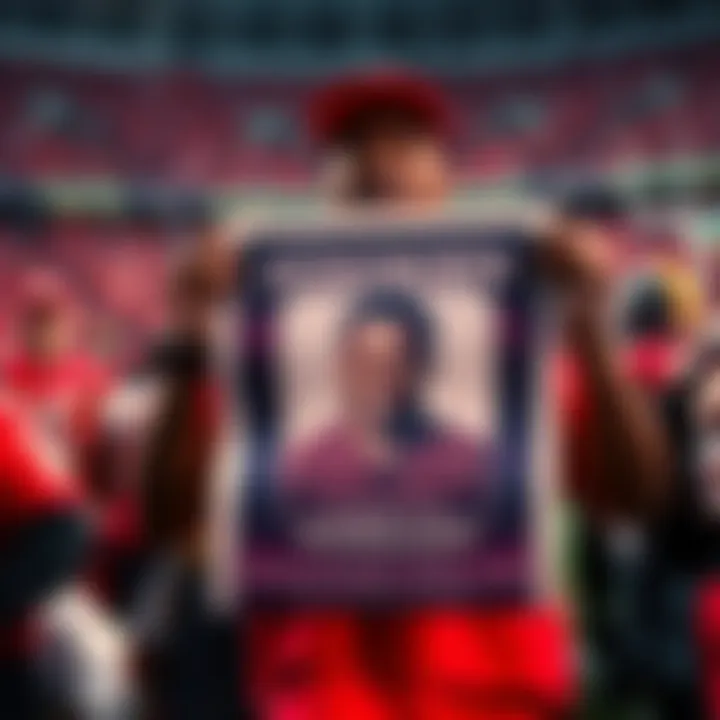 A Chiefs fan displays a tribute poster for MarShawn Kneeland, honoring his late father, a Cowboys supporter.