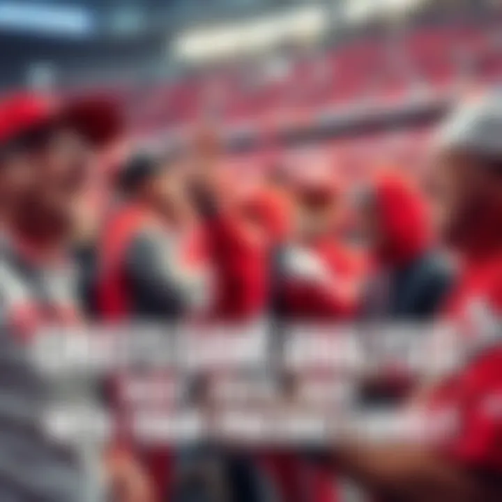 A group of excited fans wearing Chiefs gear sharing their game predictions