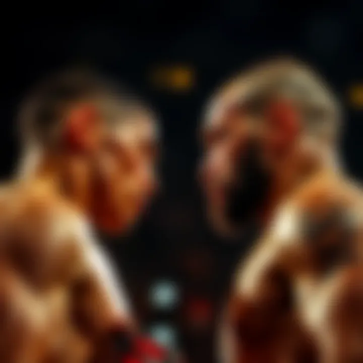 Khamzat Chimaev and Sean Strickland during a face-off before their fight at UFC 328 in Newark.