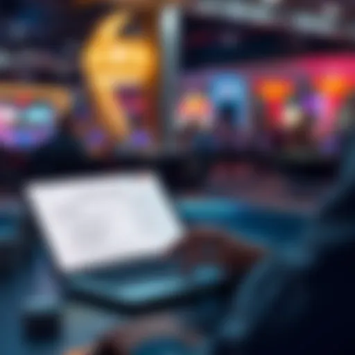 A person examining online casino options on a laptop with a checklist of features to consider