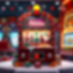 A colorful Christmas-themed slot machine displaying festive symbols like ornaments and Santa Claus, inviting players to win big.