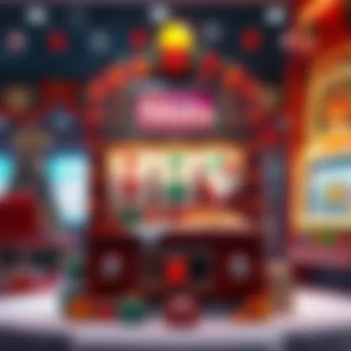 A colorful Christmas-themed slot machine displaying festive symbols like ornaments and Santa Claus, inviting players to win big.