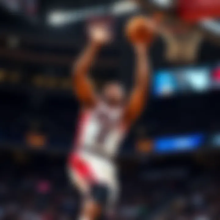CJ McCollum shooting a basketball during a game, showcasing his scoring ability in the first half before a noticeable drop in the second half.