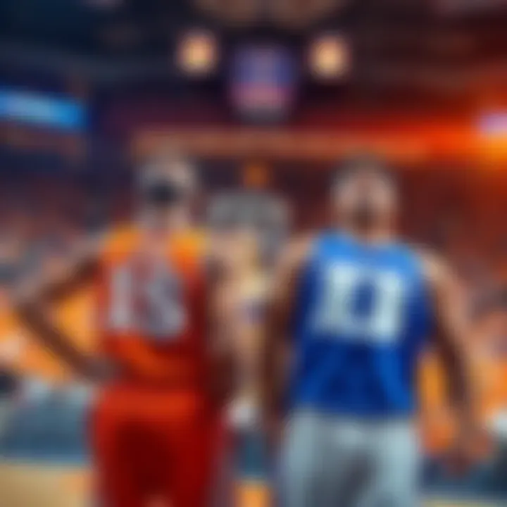 Clemson and Duke basketball players on the court during their game