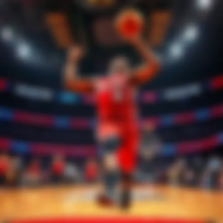 Clint Capela Celebrating on the Court Clint Capela celebrates after scoring a basket during a basketball game, showing excitement and passion for the sport.