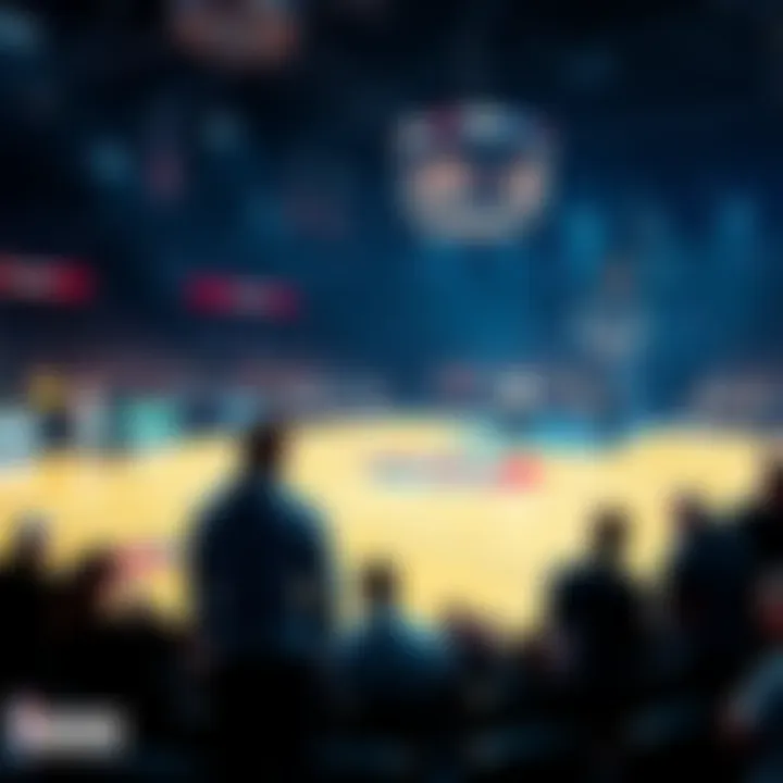 People discussing bets and predictions for the Clippers game next to a basketball court