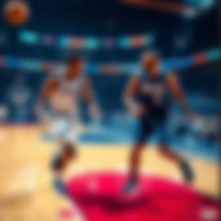 Los Angeles Clippers and Dallas Mavericks players on the court during their basketball game