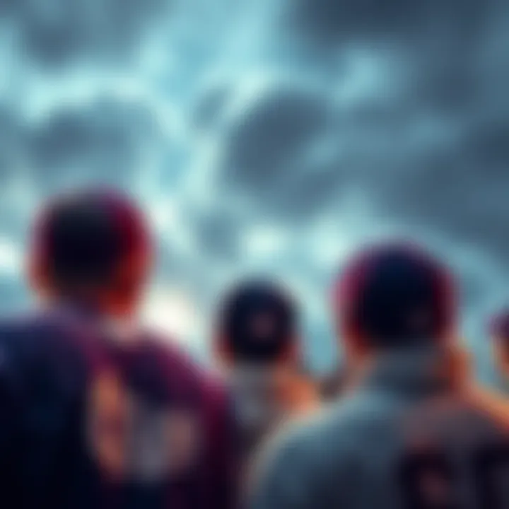 Fans wearing Clips gear look up at cloudy skies, hoping for rain as they prepare for the game against the Kings