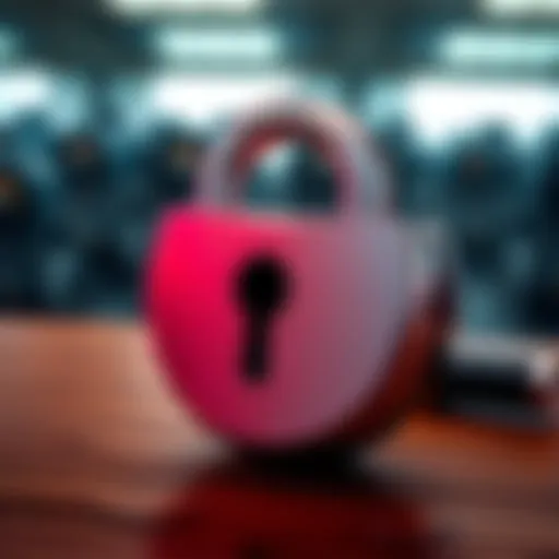 A shiny metal lock with a keyhole, symbolizing security and protection, placed on a wooden surface.
