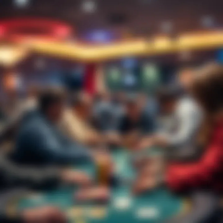 Players at ClubWPTGold Tournament A group of players engaged in an exciting poker game at the ClubWPTGold tournament, showcasing relaxed competition and high energy.