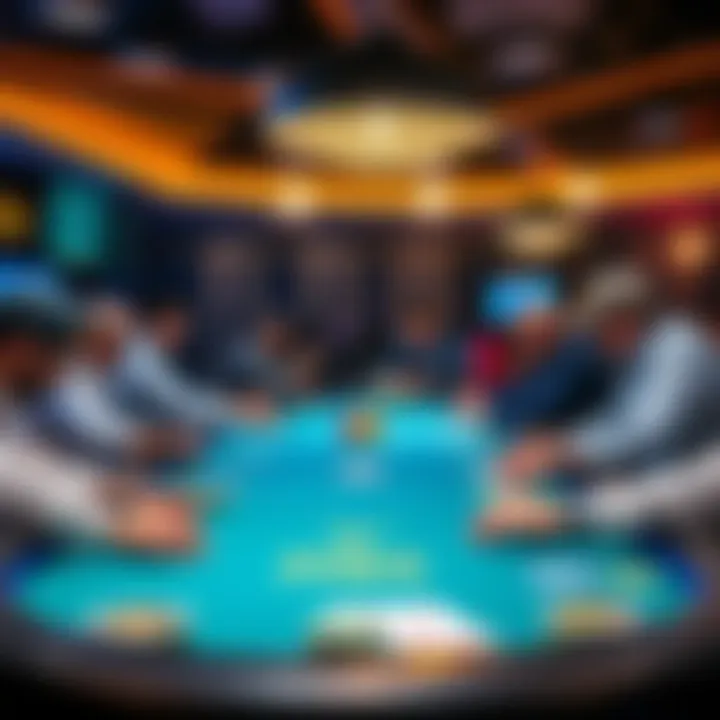 ClubWPTGold Poker Table A poker table at ClubWPTGold with players engaged in a game, showing the competitive atmosphere and high stakes involved.