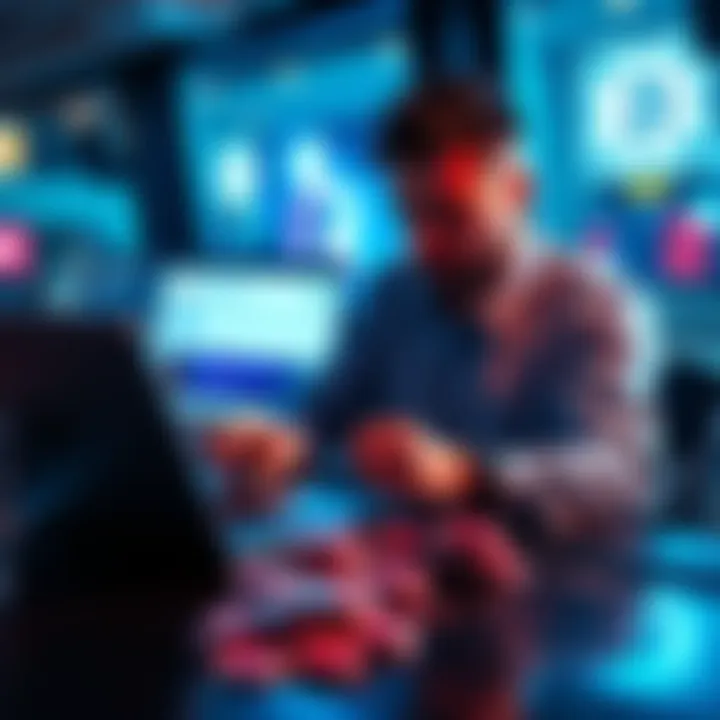 A person analyzing a CoinPoker website on a laptop, focusing on denied claims and deceptive practices.