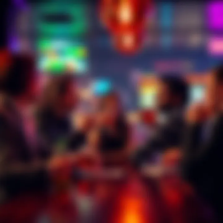 A group of colleagues sharing drinks at a bar, with one person reflecting on avoiding gambling temptations.