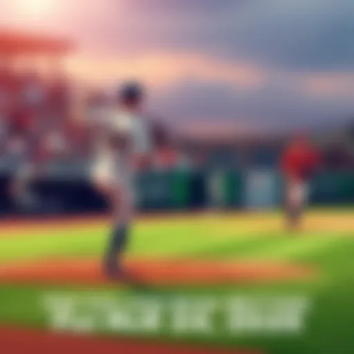 Action shot of college baseball players competing on the field during a game