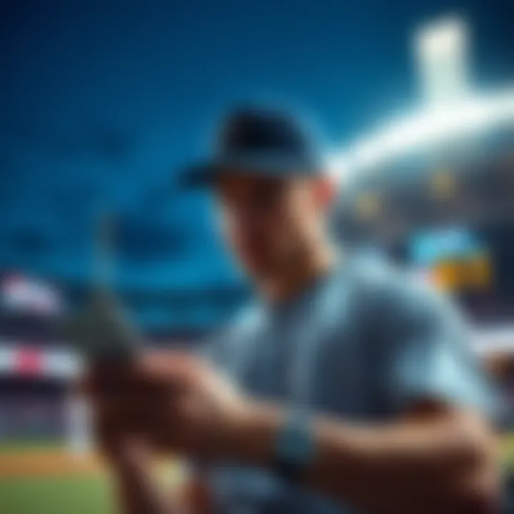 College baseball betting A person reviewing betting options for college baseball on a mobile app