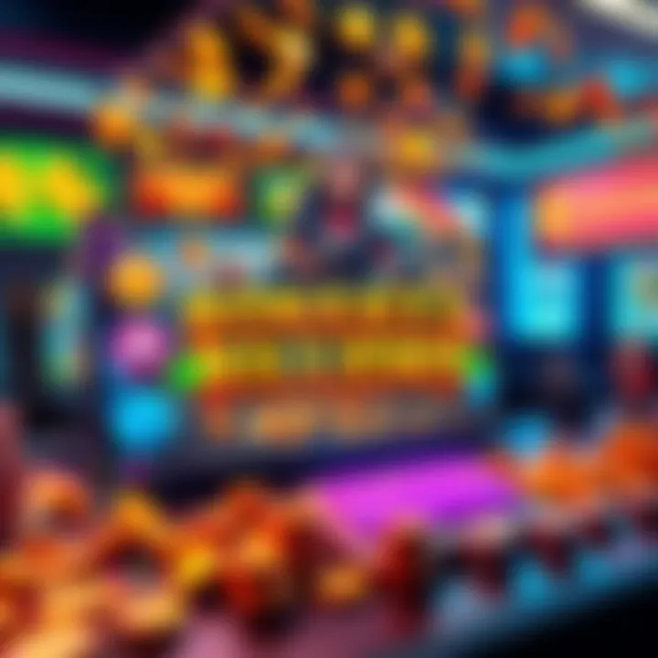 A vibrant gaming setup showcasing Bonanza Billions with bright coins and characters on screen