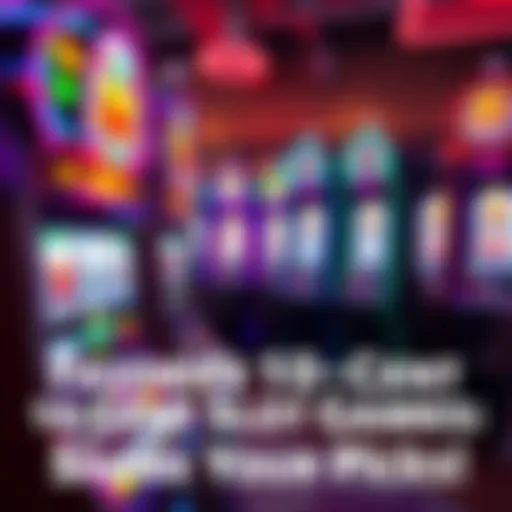 A row of vibrant 10-cent slot machines with spinning reels and bright symbols, showcasing popular games among players.