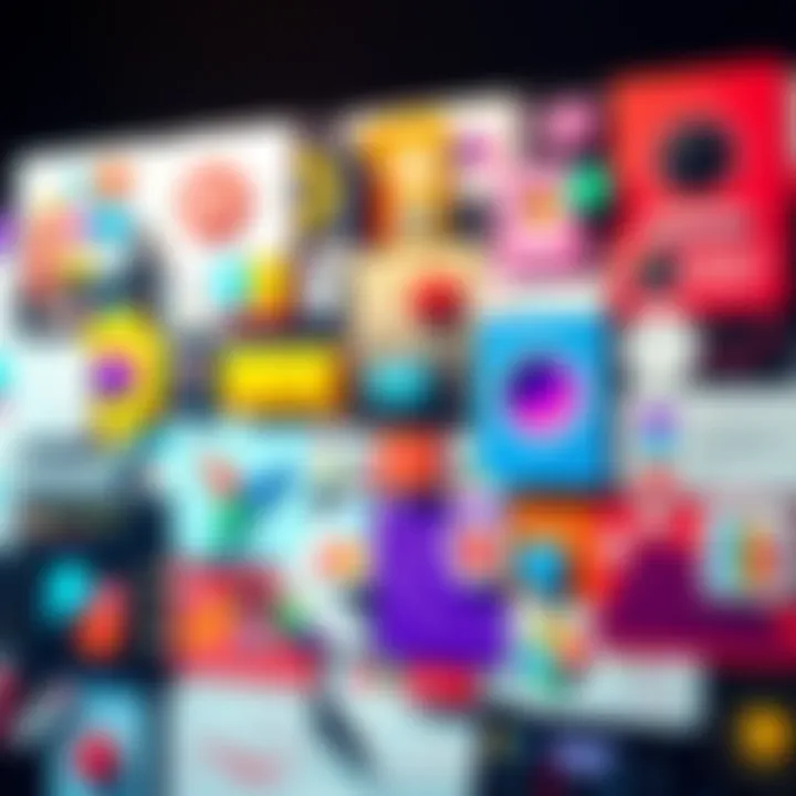 A vibrant collage of design elements showcasing different visuals and layouts that influence audience perception