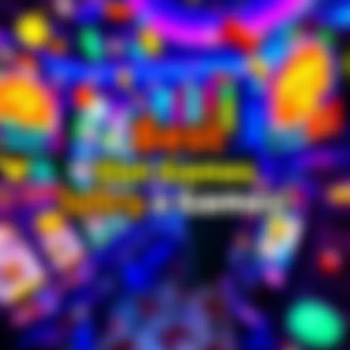 A vibrant display of various slot machine icons and symbols representing online gaming excitement