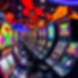 A vibrant display of different slot machines showcasing unique themes and features in a lively casino setting.