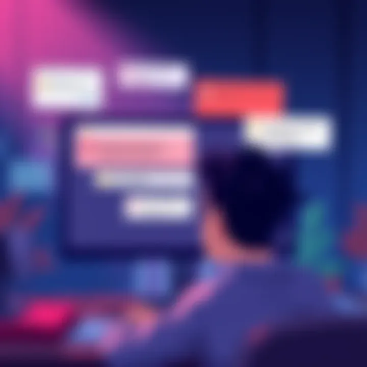 An illustration showing different error messages on a computer screen with a person looking confused while troubleshooting.