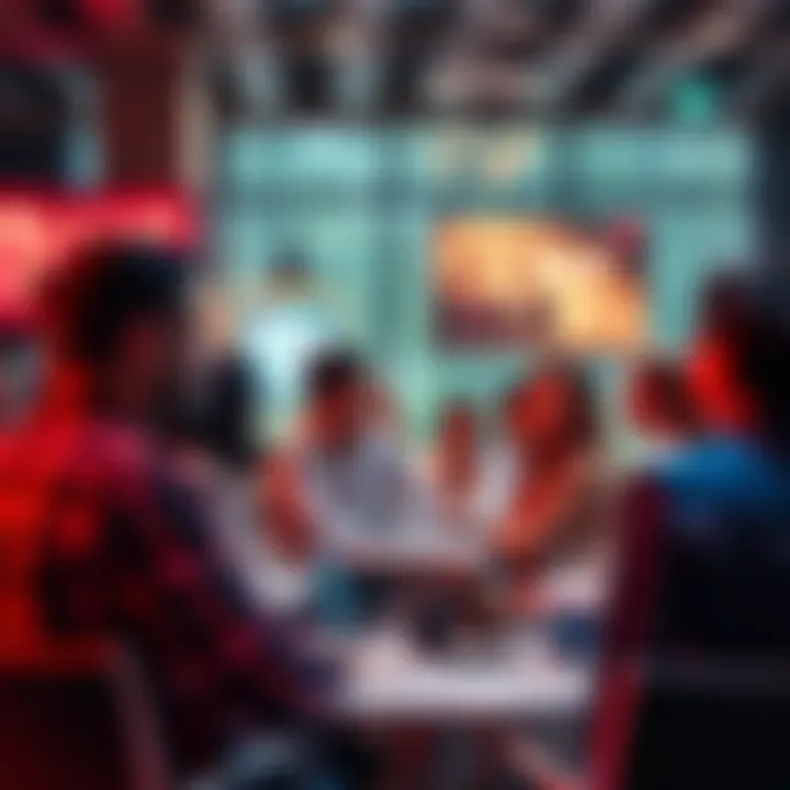 People engaging in conversation about a new business concept in a local forum setting