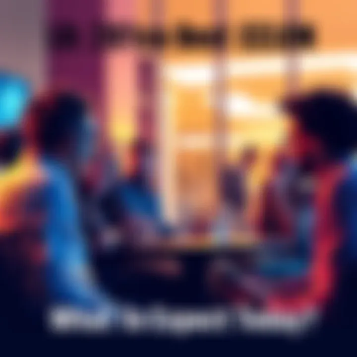 Community Discussion A group of people engaged in a discussion about today's events, sharing insights and thoughts.