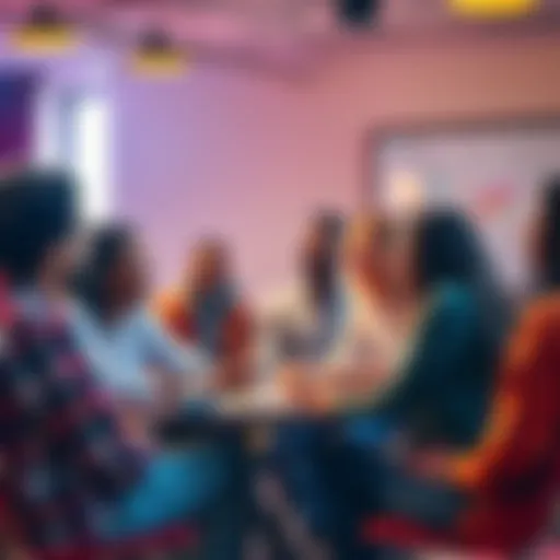 A diverse group of people sharing ideas and opinions in a lively discussion setting.