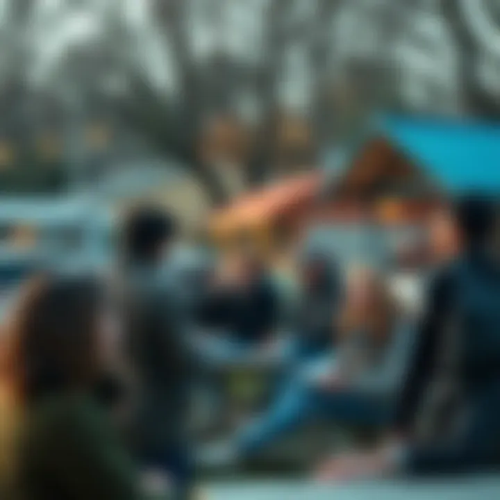 Community Gathering A group of residents discussing changes in their neighborhood at a local park.