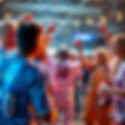People in a community gathering celebrating their successful home runs with cash rewards