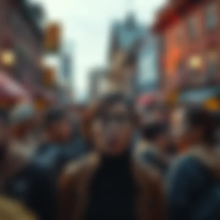 People reacting in shock and disbelief to surprising news in a town square