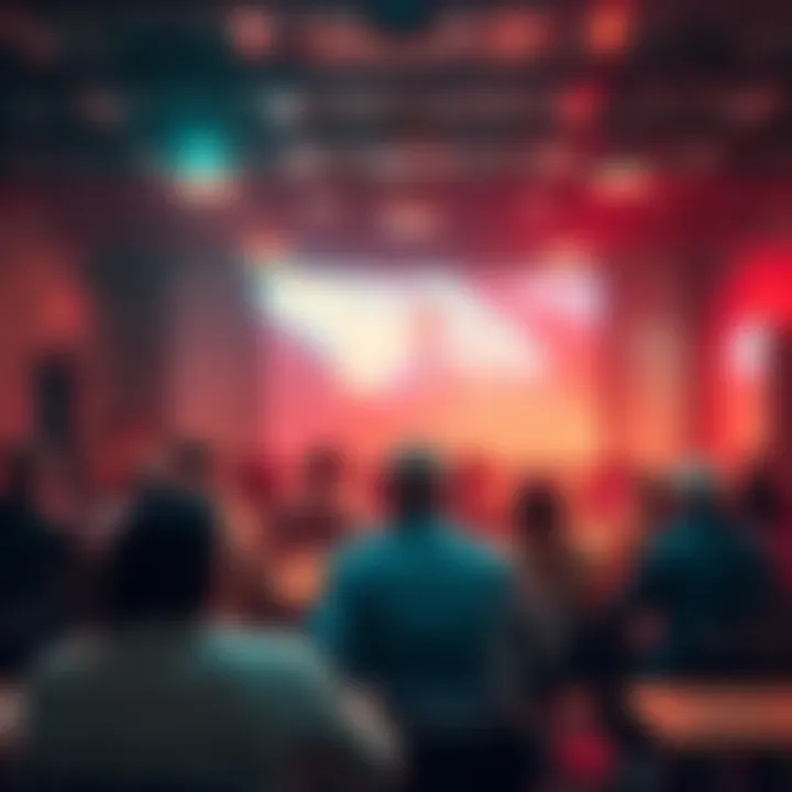 A group of people discussing community issues in a local setting.