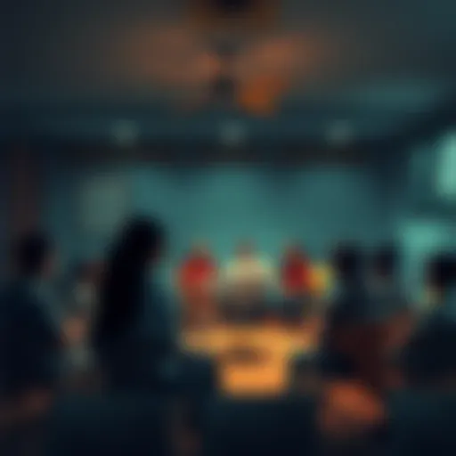 A group of people discussing the effects of the Whata ban in a community center