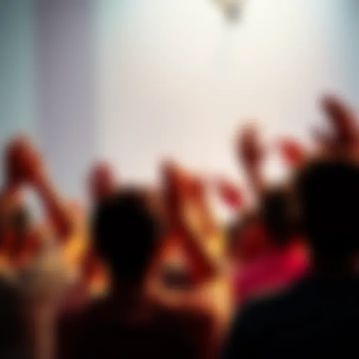 A group of people gathered in prayer with hands raised, showing unity and hope for divine support.
