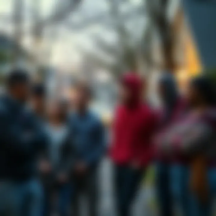 Residents stand in shock discussing the recent robbery in their neighborhood, expressing outrage and concern for safety.