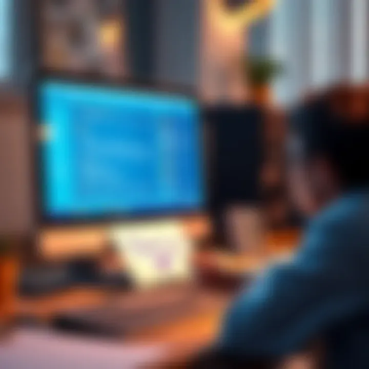 Community Support A person looking at a computer screen with a thank you note on the desk, expressing gratitude for help received from a fellow forum member.