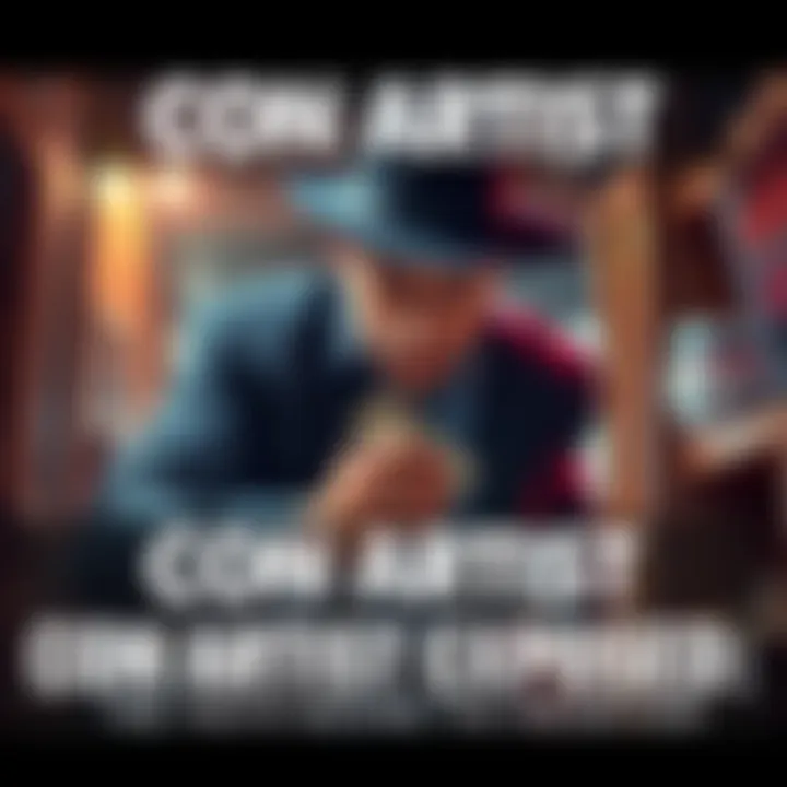 Con Artist at Work A con artist sneaking away with stolen money while looking back cautiously, symbolizing deceit.