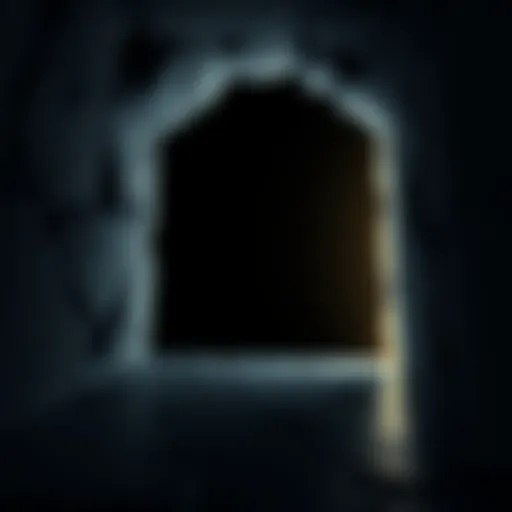 A dark, empty space with soft light emerging from the edges, symbolizing the idea of the void and existence.