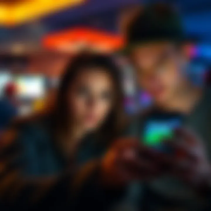 A person looks worried while watching another person focused on a sports betting app on their phone.