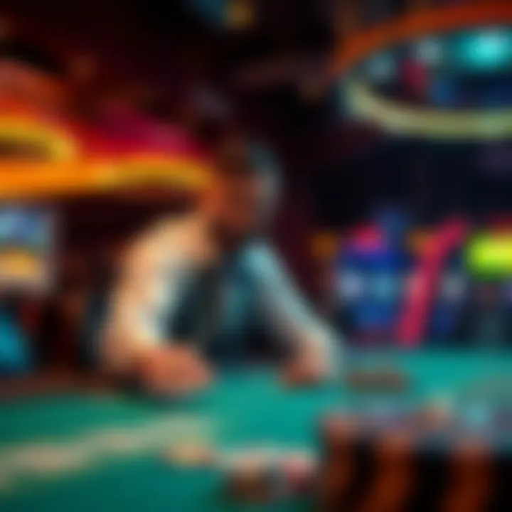 A person confidently placing a bet at a casino table, focusing on their wager with excitement.