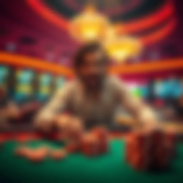 Confident Betting A person placing a confident bet at a casino table, showing excitement and determination.