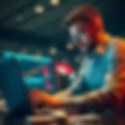 A person studying betting odds and statistics on a laptop, looking focused and determined.