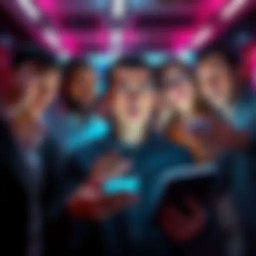 Group of people surprised and puzzled while checking bonus emails on their devices